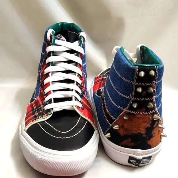 Vans SK8-Hi Tartan Daze Patchwork Spiked High-Top Sneakers (M 9, W Size 10.5)