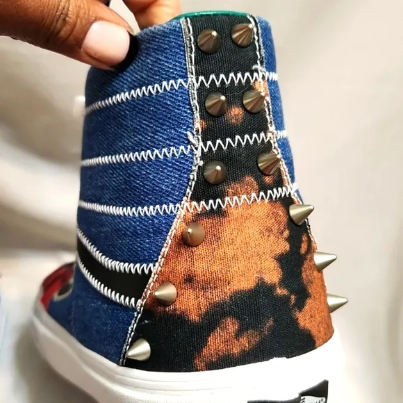 Vans SK8-Hi Tartan Daze Patchwork Spiked High-Top Sneakers (M 9, W Size 10.5)