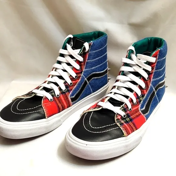 Vans SK8-Hi Tartan Daze Patchwork Spiked High-Top Sneakers (M 9, W Size 10.5)