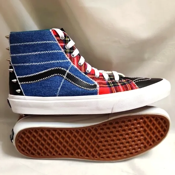 Vans SK8-Hi Tartan Daze Patchwork Spiked High-Top Sneakers (M 9, W Size 10.5)