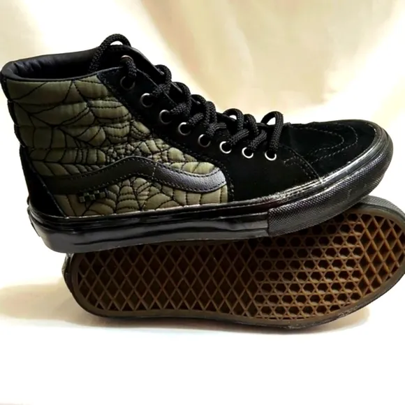 Vans Skate Sk8-Hi Ben Kadow Web Black and Green High-Top Sneakers (M Size 7.5)