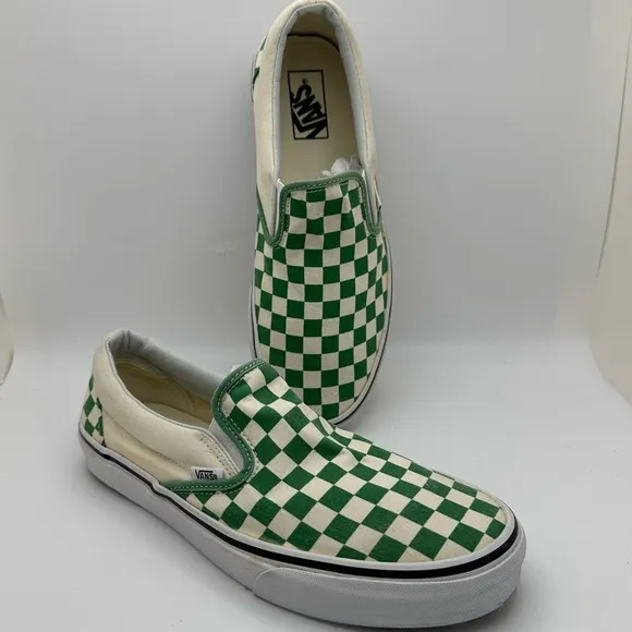 Vans Slip On Checker Green Size Men’s 9.0  Women’s 10.5 Unisex NWOT