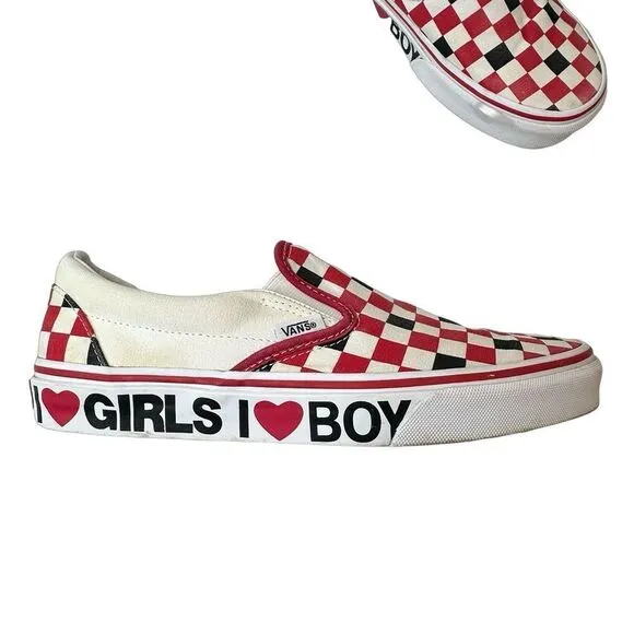 Vans Slip-On I Heart 'White Red' Size 8.5