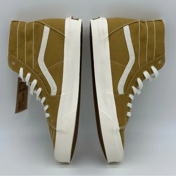 Vans Tan and White High-Top Skate Sneakers