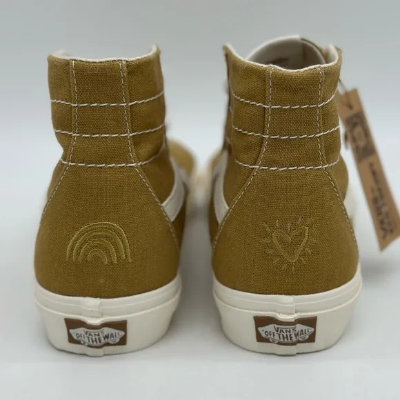 Vans Tan and White High-Top Skate Sneakers