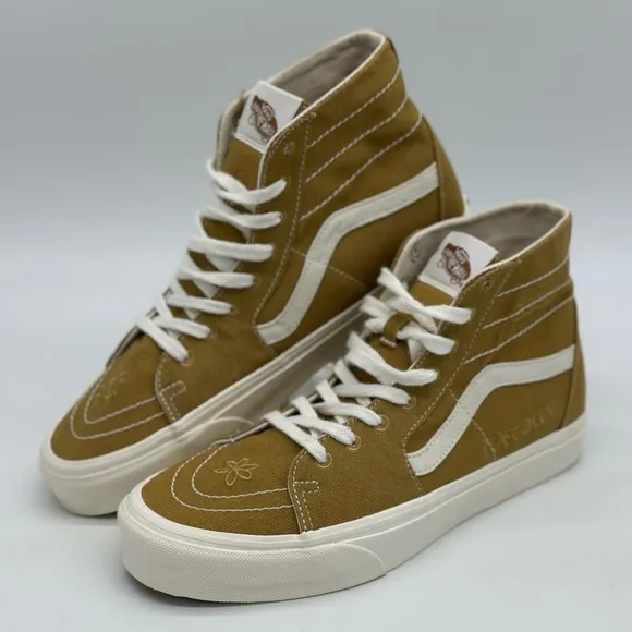 Vans Tan and White High-Top Skate Sneakers