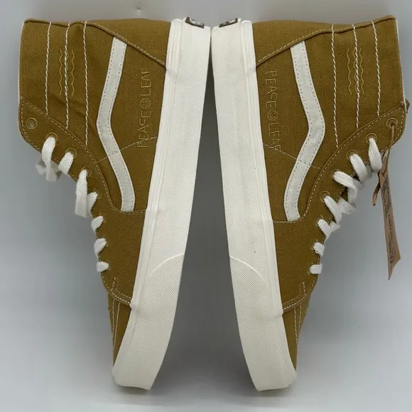 Vans Tan and White High-Top Skate Sneakers