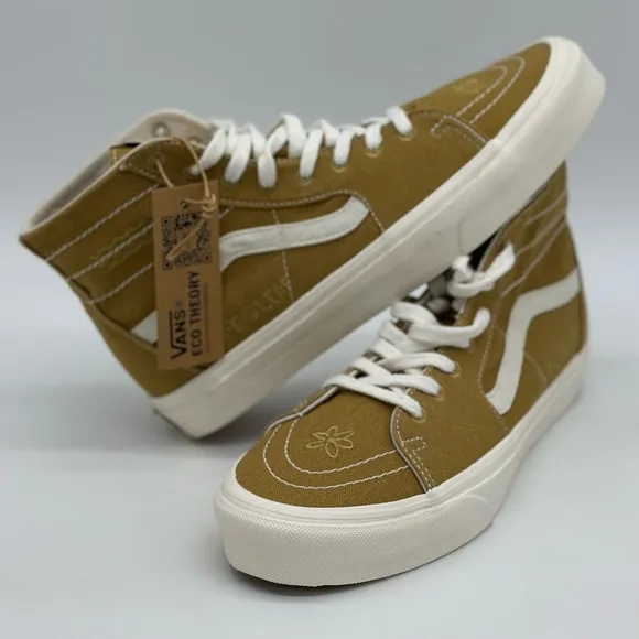 Vans Tan and White High-Top Skate Sneakers