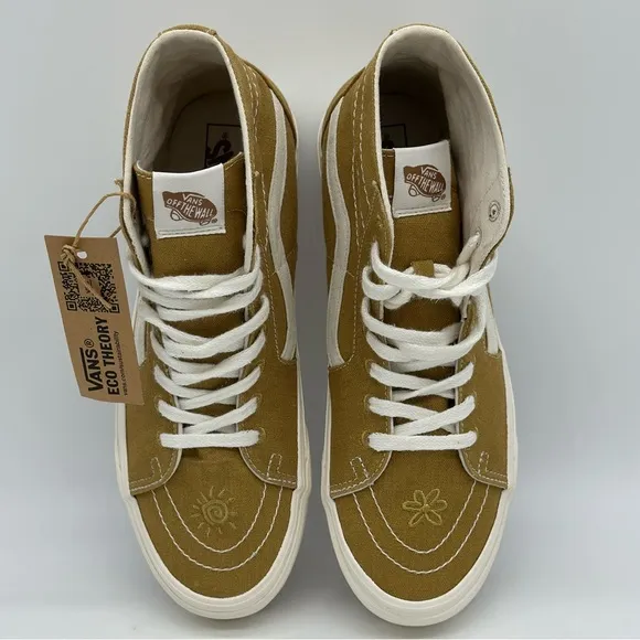Vans Tan and White High-Top Skate Sneakers