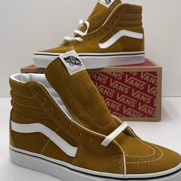 Vans WMNS High-Top Sneakers in Mustard White Sk8-HiColor Theory Golden Brown