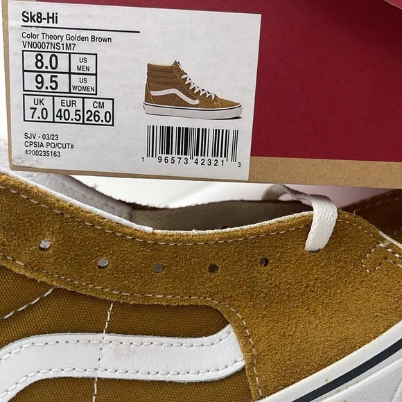 Vans WMNS High-Top Sneakers in Mustard White Sk8-HiColor Theory Golden Brown
