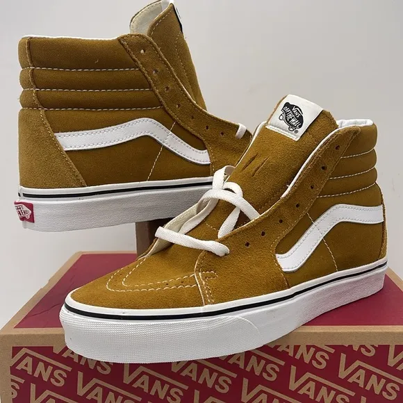 Vans WMNS High-Top Sneakers in Mustard White Sk8-HiColor Theory Golden Brown