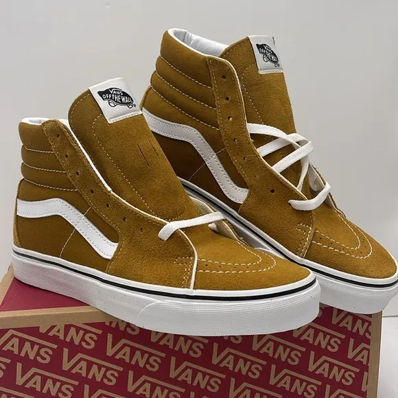 Vans WMNS High-Top Sneakers in Mustard White Sk8-HiColor Theory Golden Brown