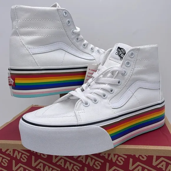 Vans WMNS Sk8-Hi Tapered Pride Rainbow Platform Sneakers VN0A7Q5PRNC