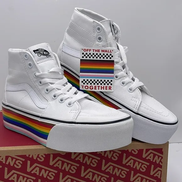 Vans WMNS Sk8-Hi Tapered Pride Rainbow Platform Sneakers VN0A7Q5PRNC