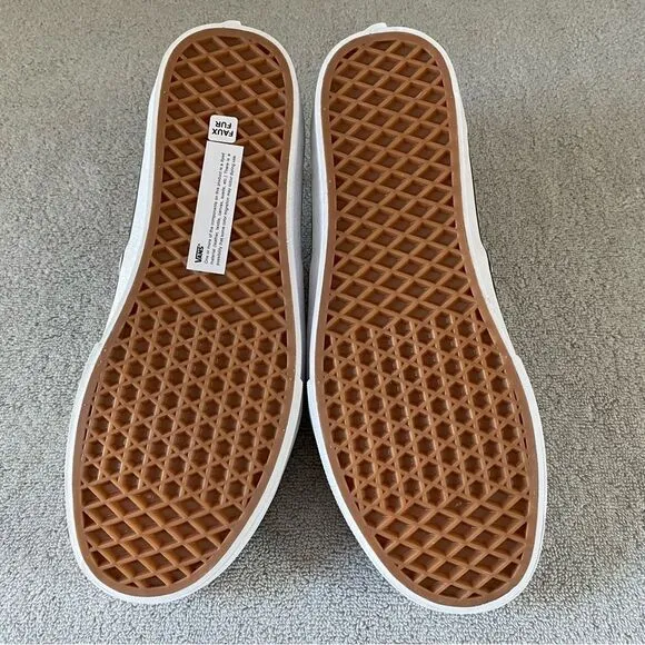 Vans Womens 10 Asher Suede Sherpa Classic Slip On Shoes VN0A5JLJBRC Birch Ivory