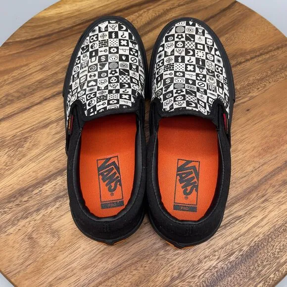 VANS x Cult Slip On Pro Black Checker Mens Size 7 Checkerboard