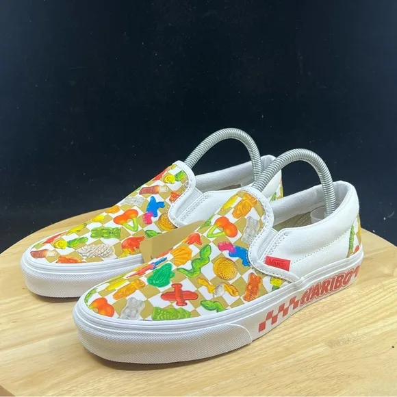 Vans x Haribo Gummy Classic Slip-On Shoes White Gold Womens Size 8 Sneaker New