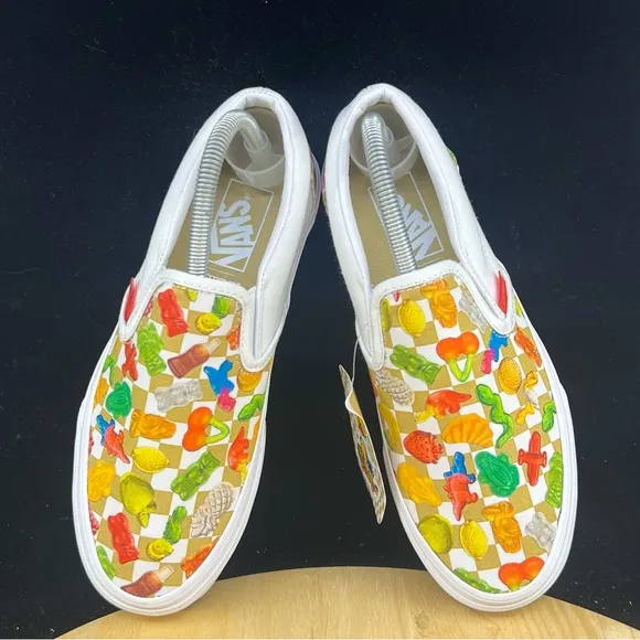 Vans x Haribo Gummy Classic Slip-On Shoes White Gold Womens Size 8 Sneaker New