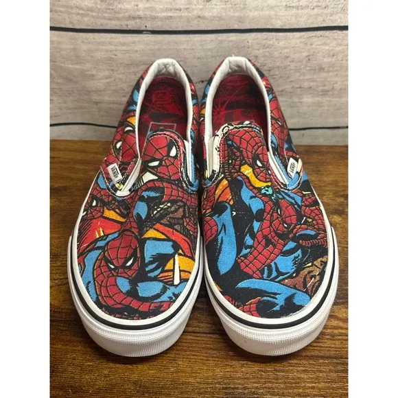 Vans x Marvel Spiderman Slip On Sneakers/Shoes Red Blue • Mens US Size7