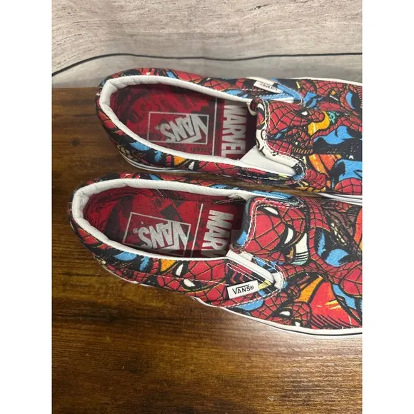 Vans x Marvel Spiderman Slip On Sneakers/Shoes Red Blue • Mens US Size7