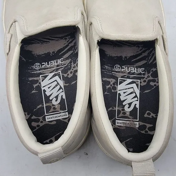 Vans x Public Skate Slip On Mens 8 White Skateboarding Shoes Out The Public Eye