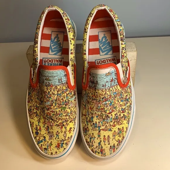 Vans x Where's Waldo Slip-On Shoes  NEW!