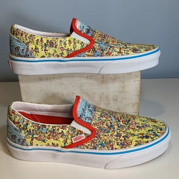 Vans x Where's Waldo Slip-On Shoes  NEW!
