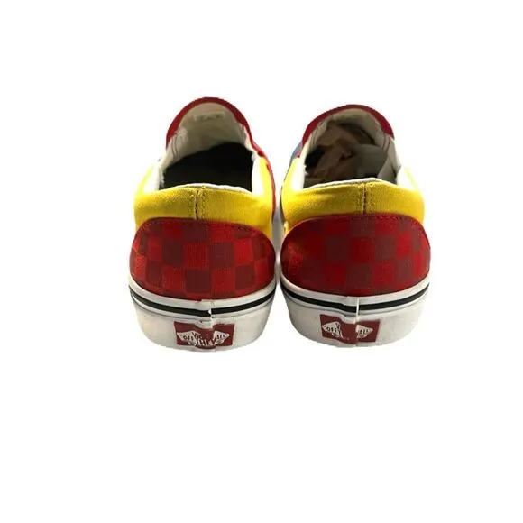 Vans Kids Checkerboard Slip-On Shoes - Blue, Yellow, Red