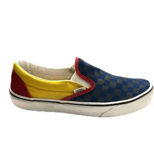 Vans Kids Checkerboard Slip-On Shoes - Blue, Yellow, Red