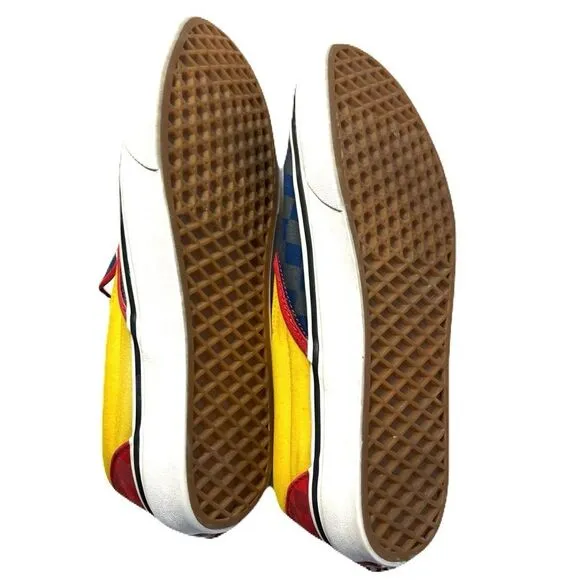 Vans Kids Checkerboard Slip-On Shoes - Blue, Yellow, Red