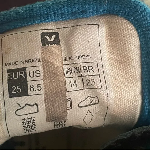 VEJA Blue &amp; White High Top Sneakers Size 8.5