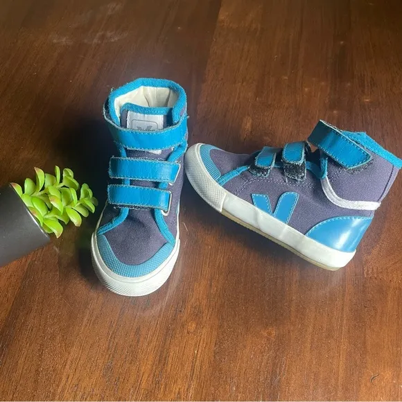 VEJA Blue &amp; White High Top Sneakers Size 8.5