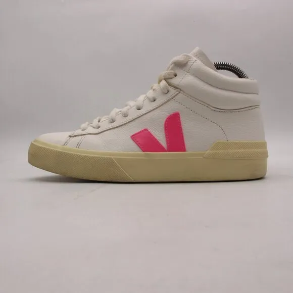 Veja Minotaur High Top Sneakers Women's 7 Shoes Leather White Pink Shoes
