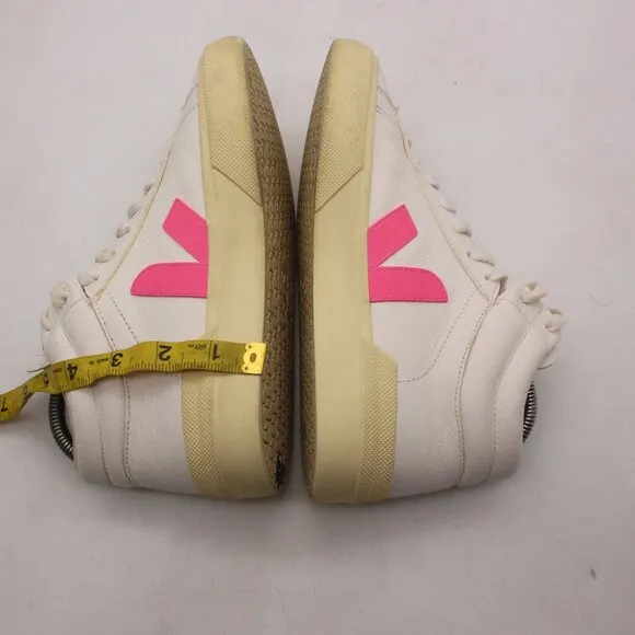 Veja Minotaur High Top Sneakers Women's 7 Shoes Leather White Pink Shoes