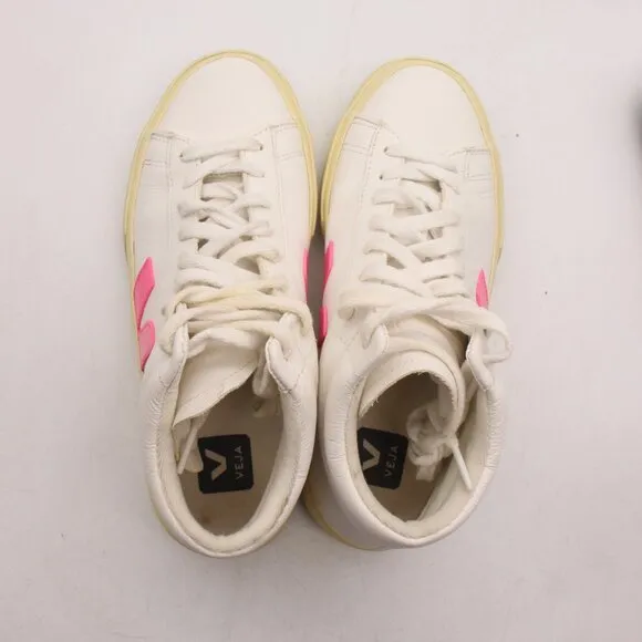 Veja Minotaur High Top Sneakers Women's 7 Shoes Leather White Pink Shoes