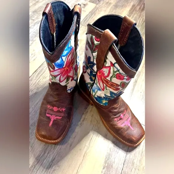 Veretta 13 Little Girls Fancy Floral Western Cowgirl Boots