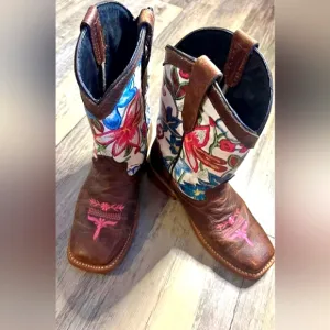 Veretta 13 Little Girls Fancy Floral Western Cowgirl Boots