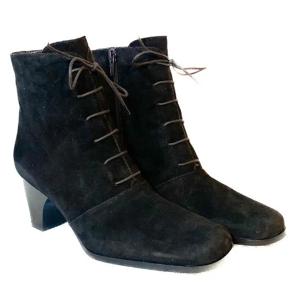 Vero Cuoio || Luxury Italian Leather Steampunk Lace Up Heeled Granny Boots 7.5