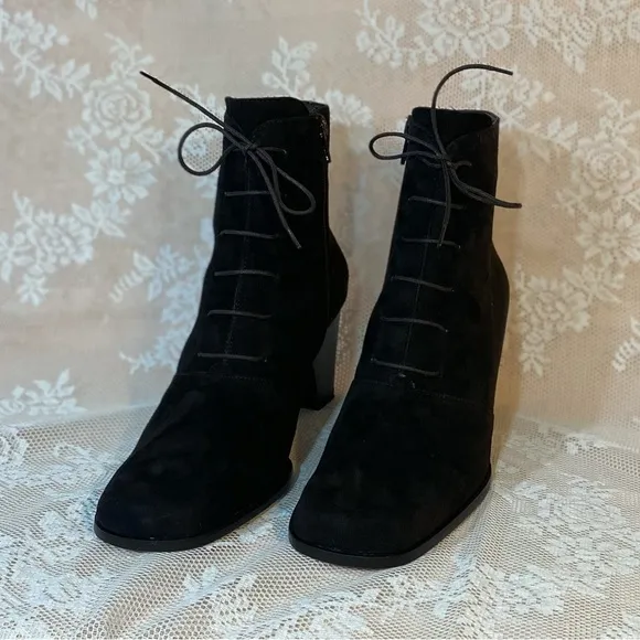 Vero Cuoio || Luxury Italian Leather Steampunk Lace Up Heeled Granny Boots 7.5
