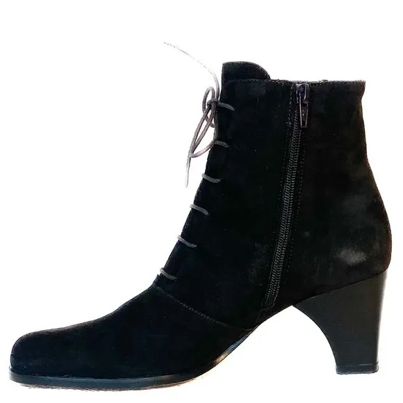 Vero Cuoio || Luxury Italian Leather Steampunk Lace Up Heeled Granny Boots 7.5
