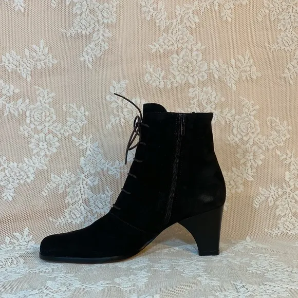 Vero Cuoio || Luxury Italian Leather Steampunk Lace Up Heeled Granny Boots 7.5