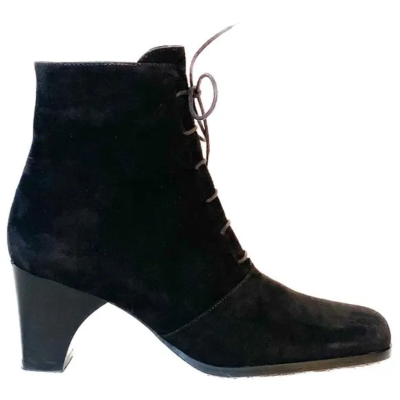 Vero Cuoio || Luxury Italian Leather Steampunk Lace Up Heeled Granny Boots 7.5