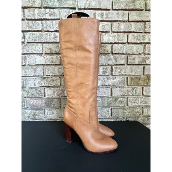 Veronica Beard Vesper 95MM Leather Knee-High Boots Size 7