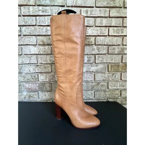 Veronica Beard Vesper 95MM Leather Knee-High Boots Size 7