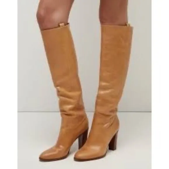 Veronica Beard Vesper 95MM Leather Knee-High Boots Size 7