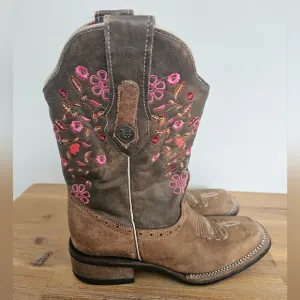 VERTHALI EXOTIC Womens Leather Floral Embroidered Cowboy Boots