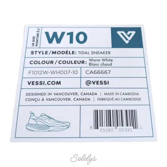 Vessi Tidal Warm White Dyma-Tex Waterproof Vegan Lace Up Sneaker Womens 10