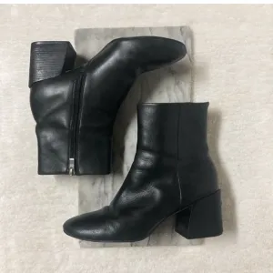Via Spiga Ankle Boots Heeled Almond Toe Black Leather Sz 10