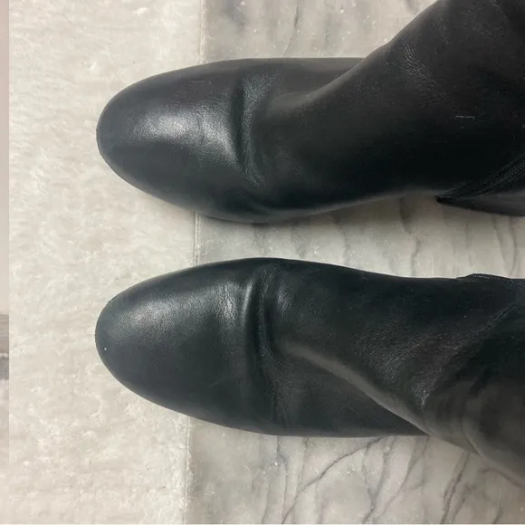 Via Spiga Ankle Boots Heeled Almond Toe Black Leather Sz 10
